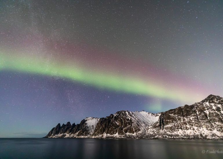 Northern lights, Skagsanden beach, Lofoten
