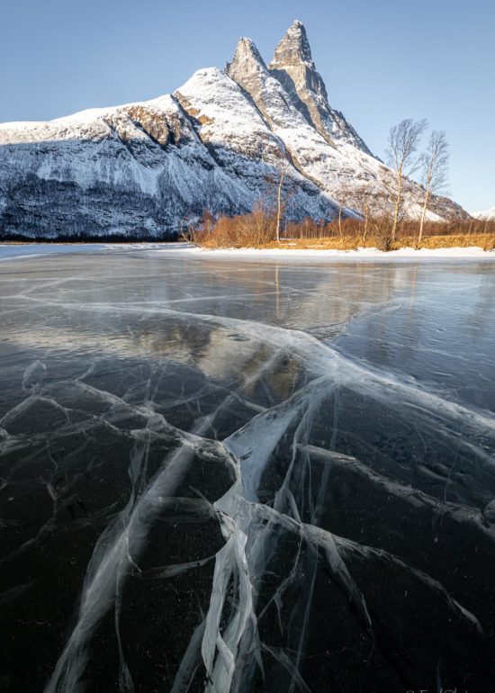 Frozen lake in northern Norway