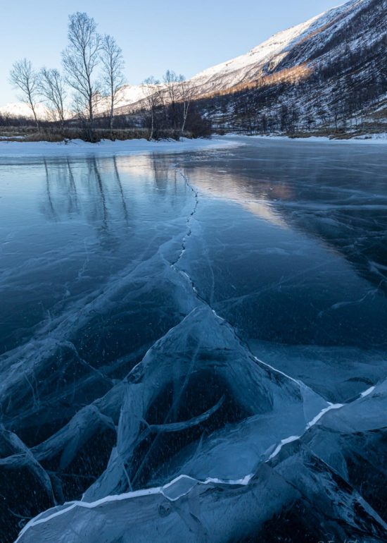 Frozen lake in northern Norway