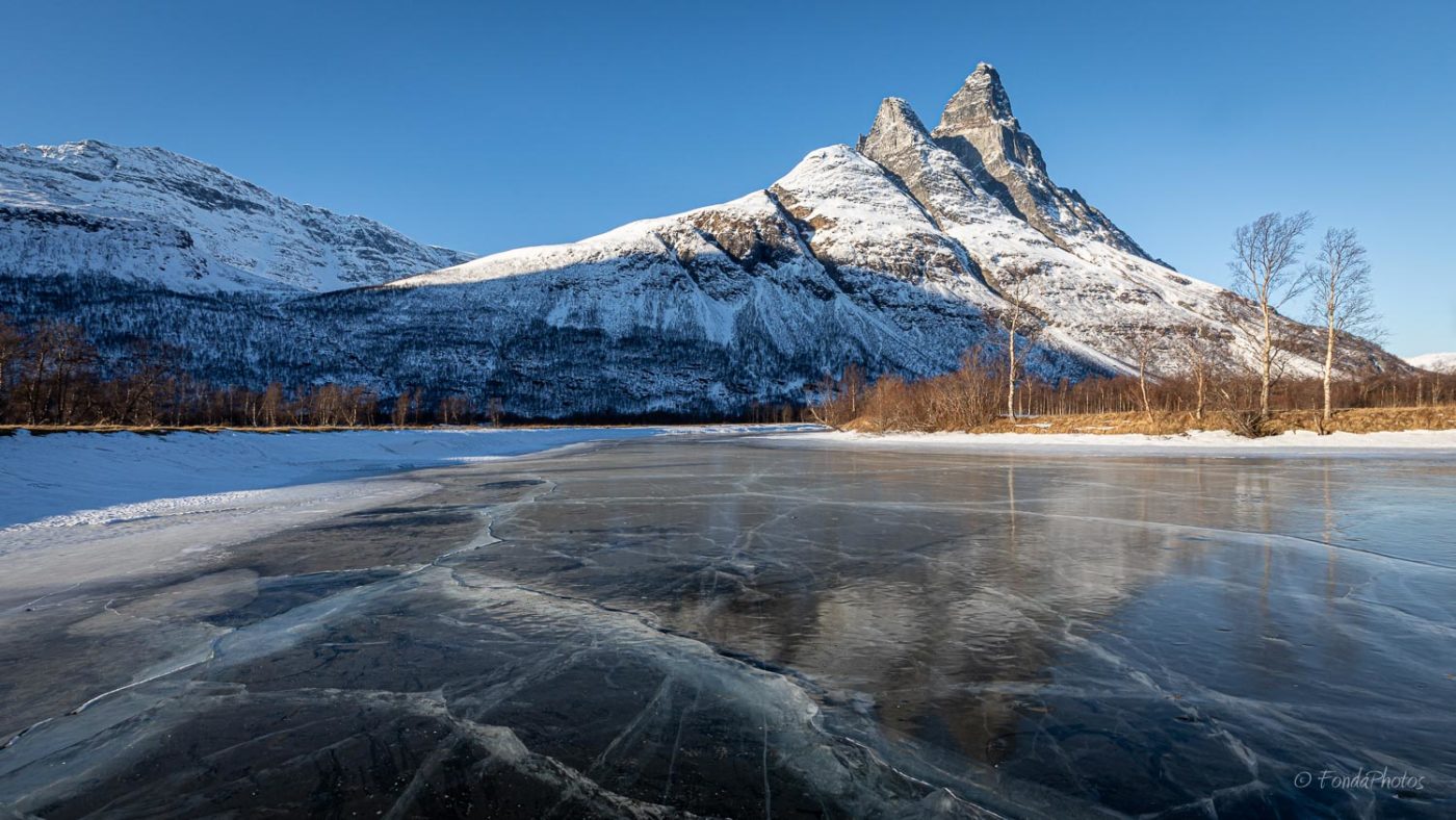 Frozen lake in northern Norway