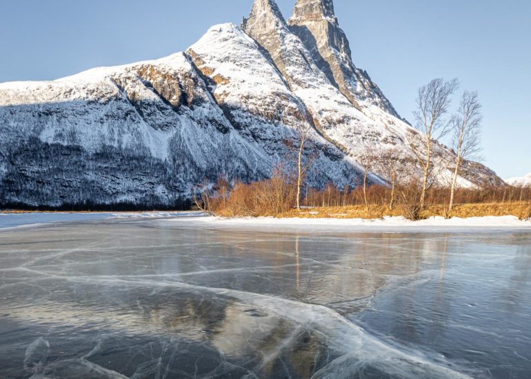 Frozen lake in northern Norway