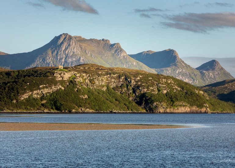 Kyle of Tongue and Castle Varich in Winter