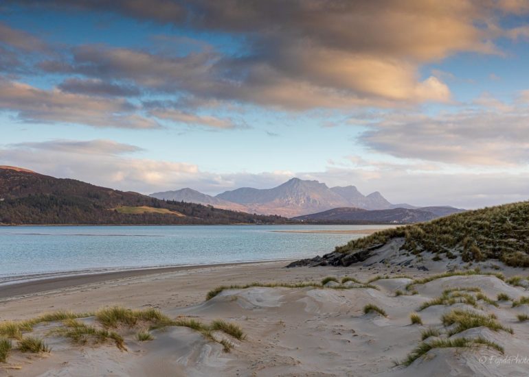 Kyle of Tongue and Castle Varich in Winter