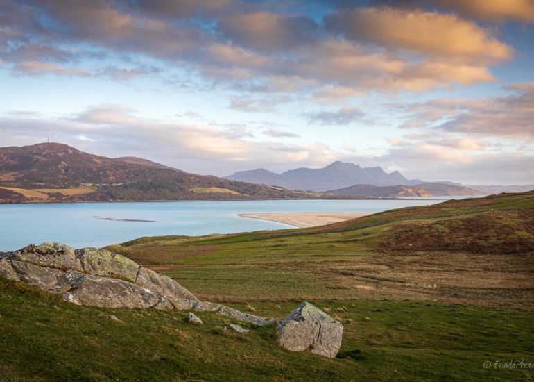Kyle of Tongue and Castle Varich in Winter
