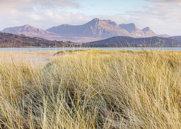 Kyle of Tongue and Castle Varich in Winter