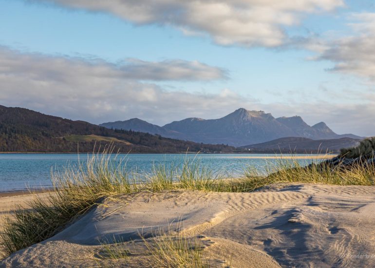 Kyle of Tongue and Castle Varich in Winter