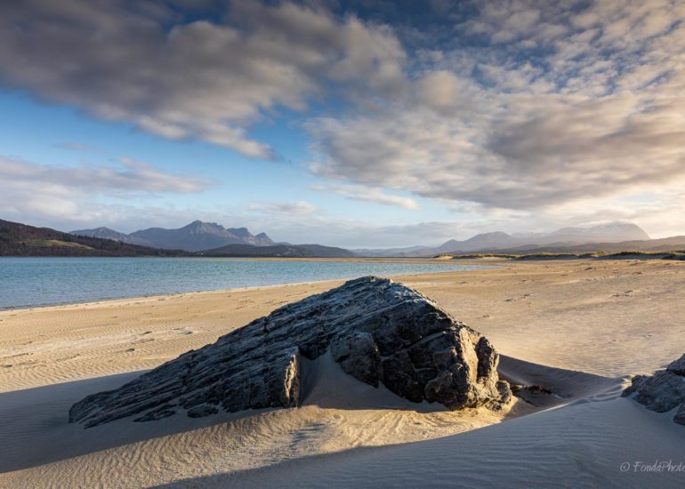 Kyle of Tongue and Castle Varich in Winter