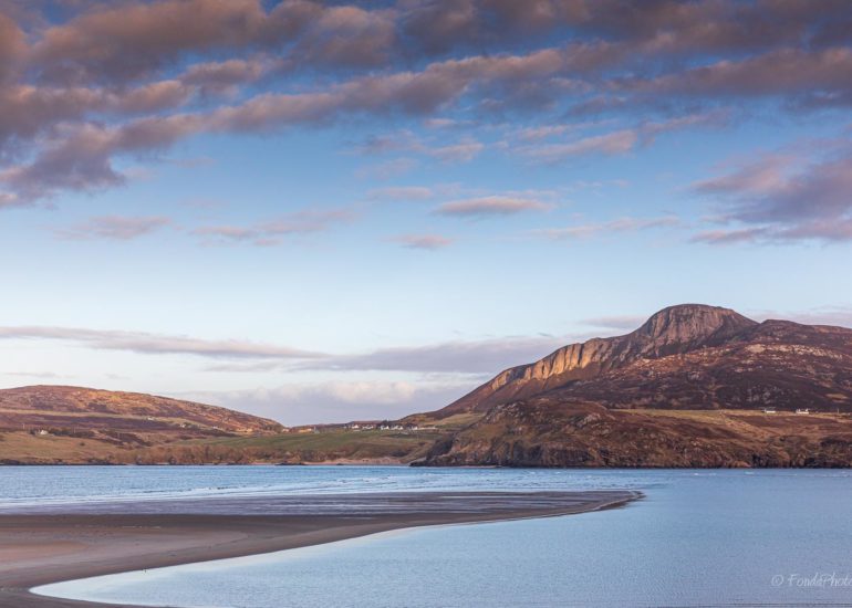 Kyle of Tongue and Castle Varich in Winter