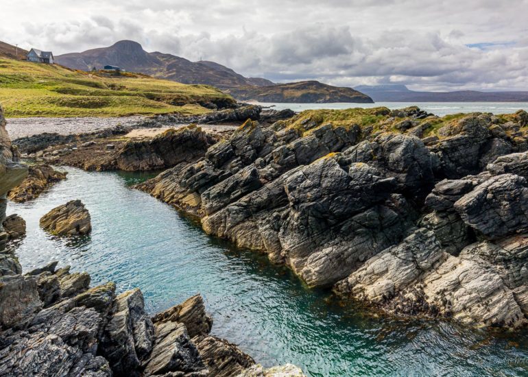 Kyle of Tongue and Castle Varich in Winter