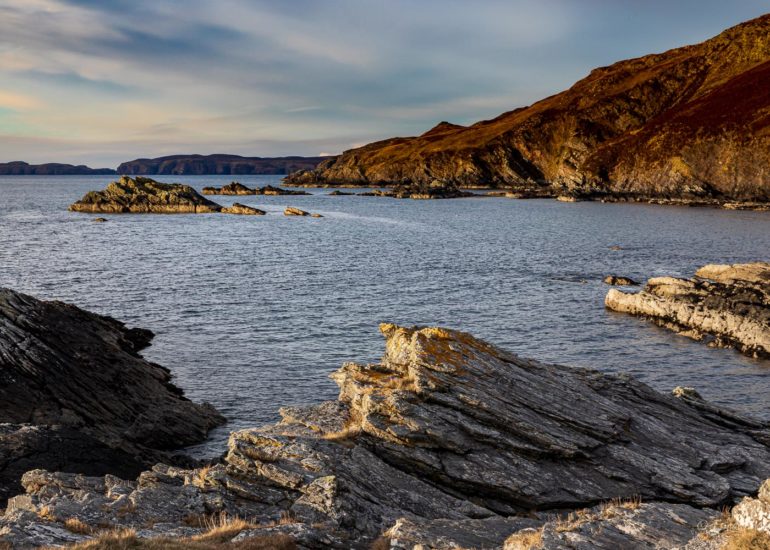 Kyle of Tongue and Castle Varich in Winter