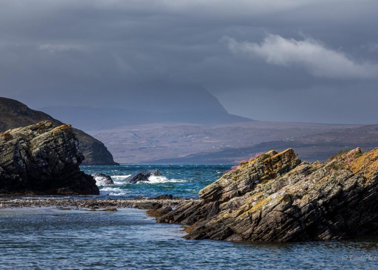 Kyle of Tongue and Castle Varich in Winter