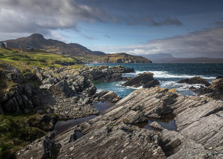 Kyle of Tongue and Castle Varich in Winter